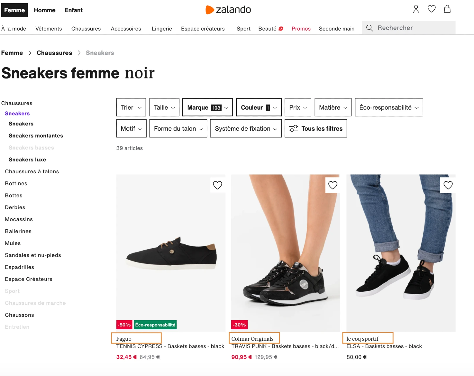 exemple de marketplace - Zalando