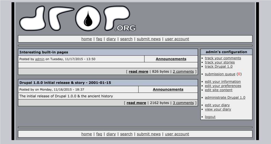 L'interface de Drop.org