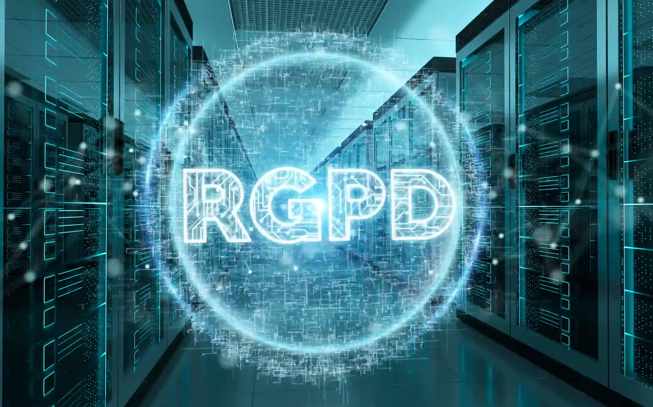 Audit RGPD d'un site Web. Sur la photo, nous voyons l'acronyme RGPD devant des serveurs pour les sites Web