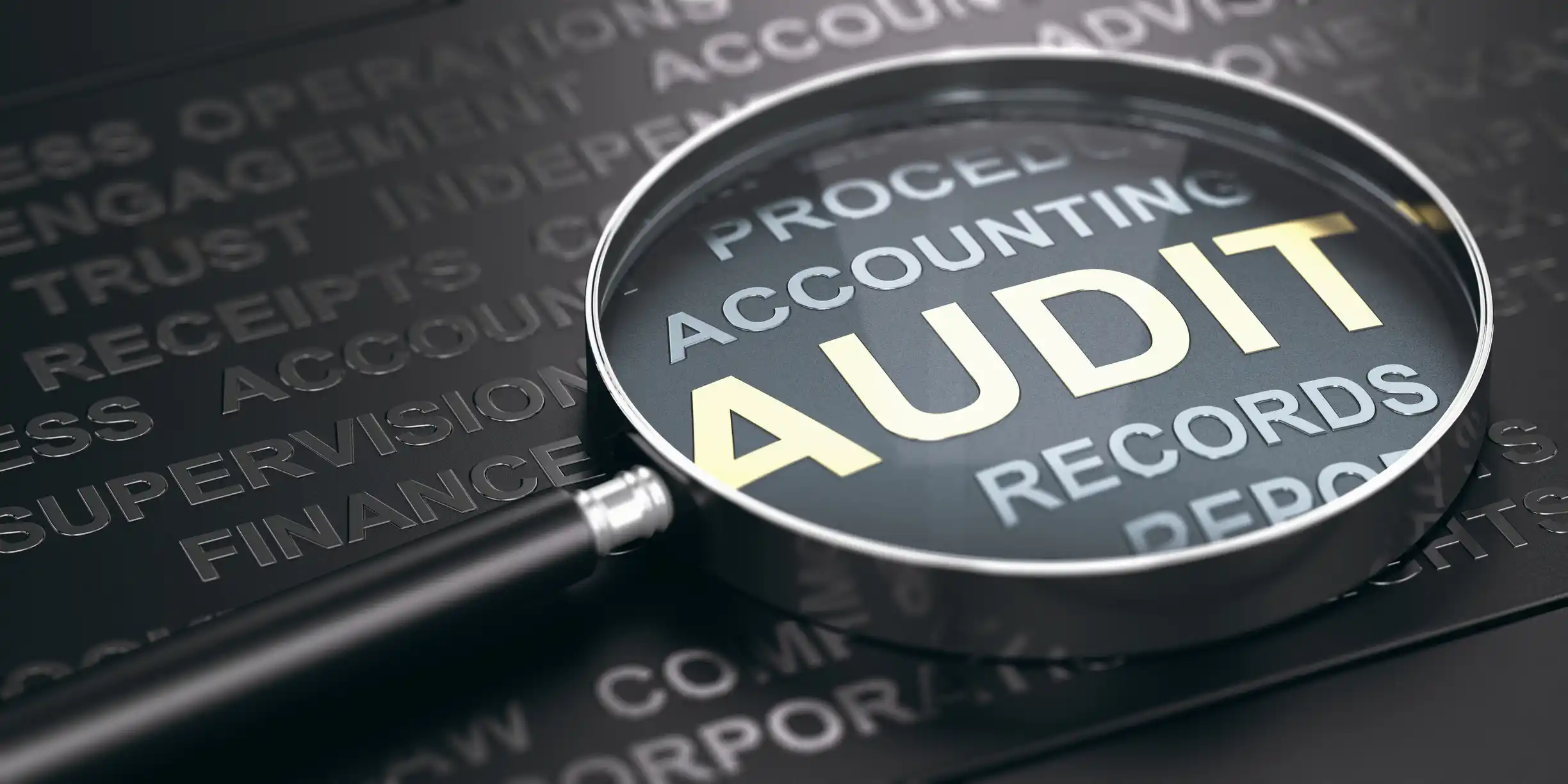 Photo d'une loupe avec le mot audit dedans.