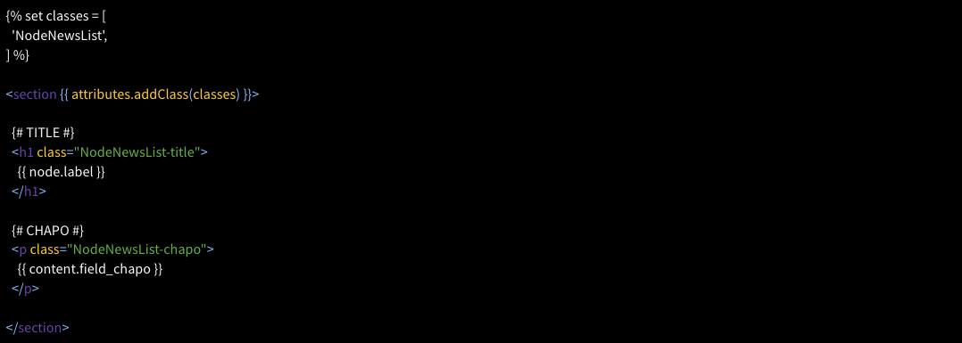 Capture d'écran d'un bout de code