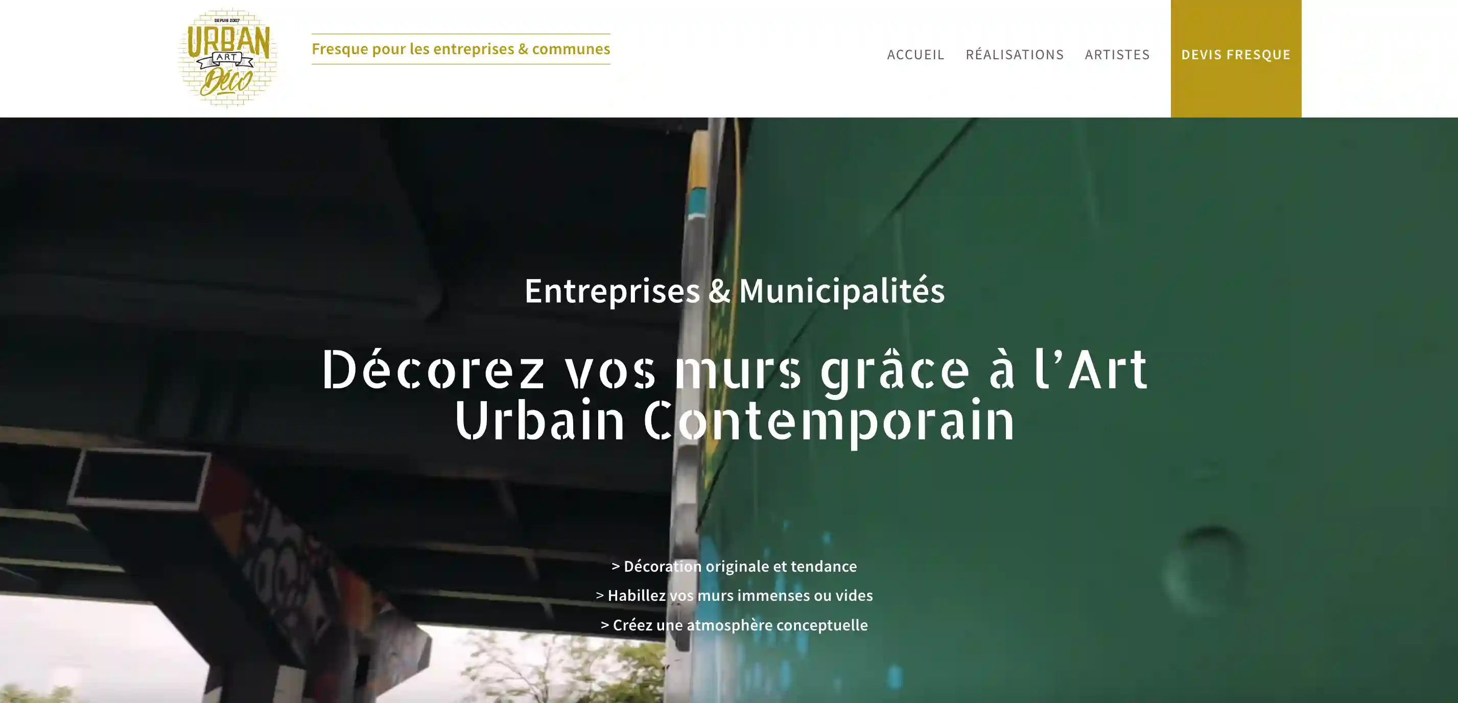 Capture d'écran du site web Urban Art Déco