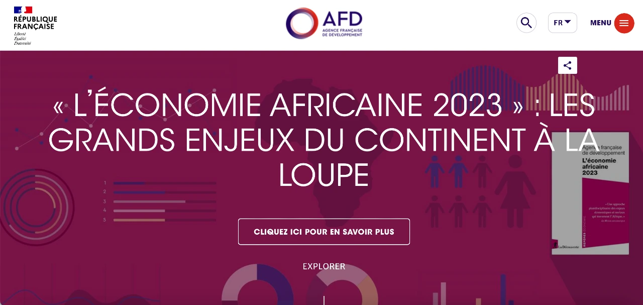 Capture d'écran du site de l'Agence Française de Développement réalisé sous Drupal par Adimeo