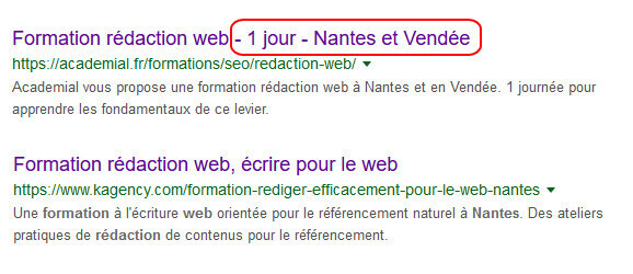 Deux balises titles concurrentes dont une orientée utilisateur